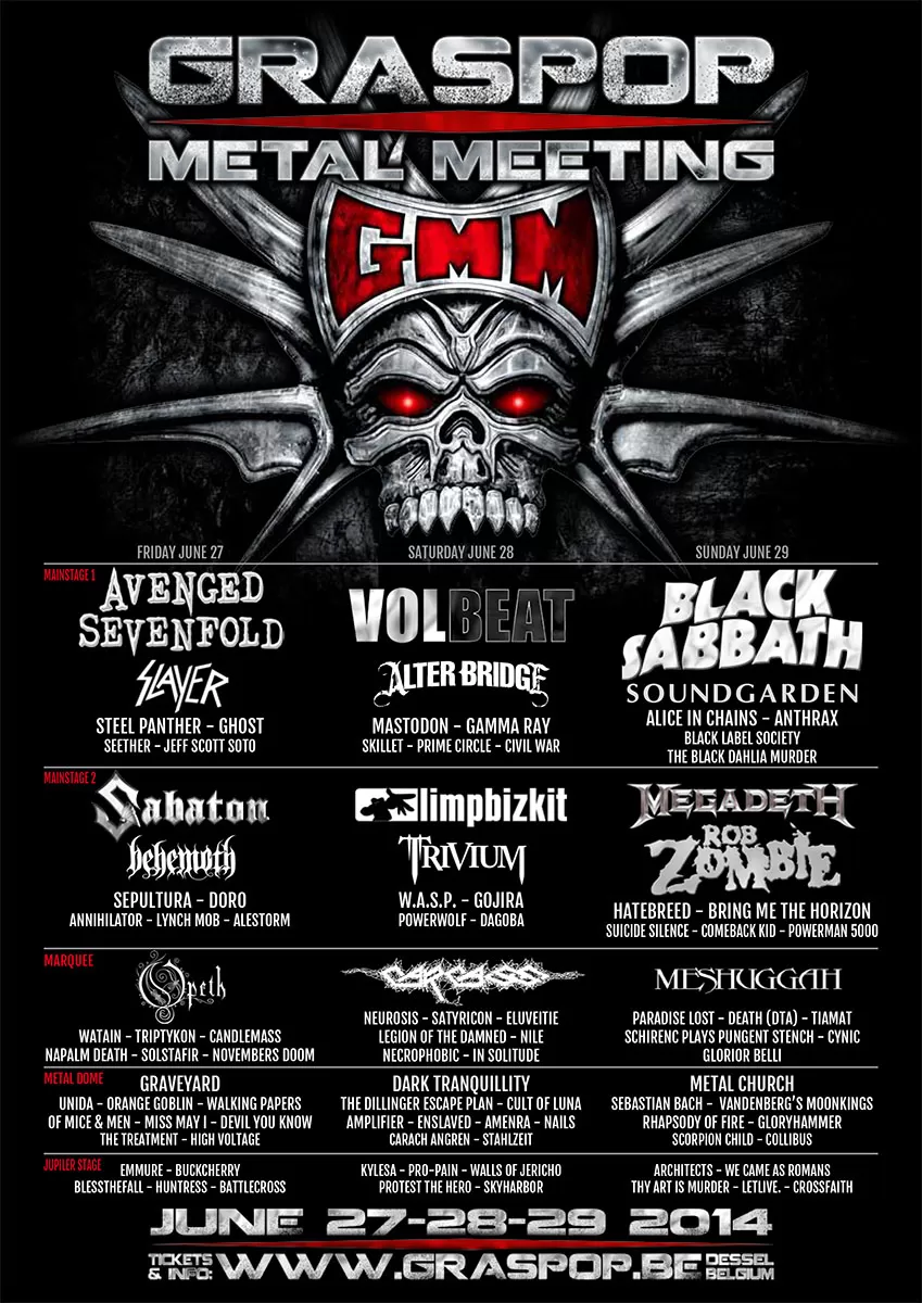 Graspop Metal Meeting 2014 27 06 2014 3 Jours Dessel Antwerpen Belgique Agenda Concerts Metal