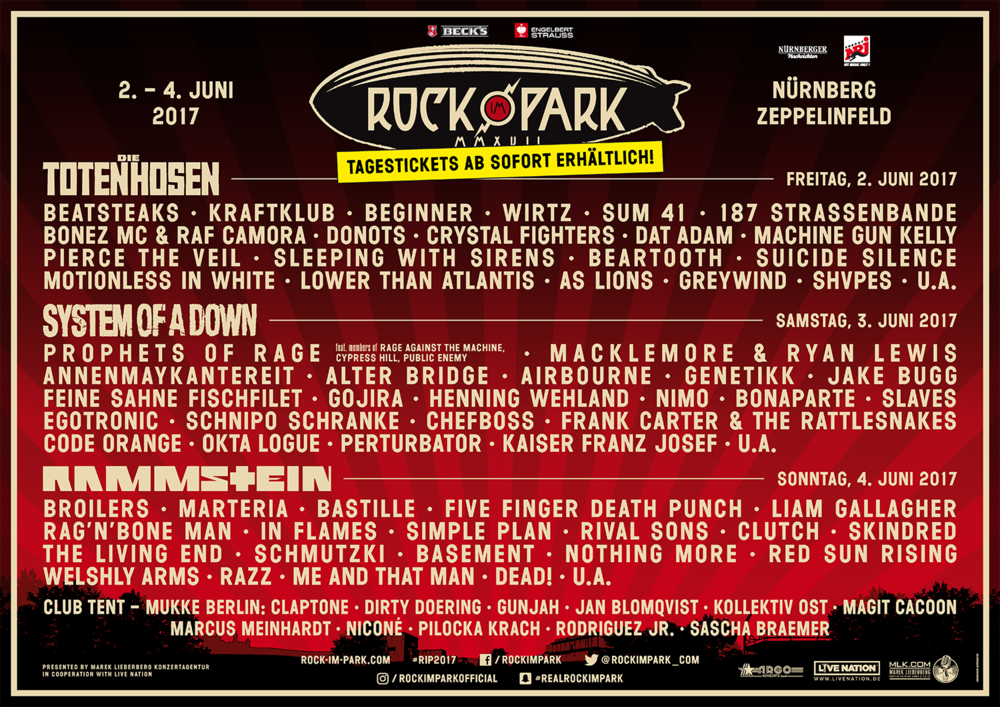 Rock im Park 2017 02/06/2017 (3 jours) Nürnberg Zeppelinfeld Allemagne
