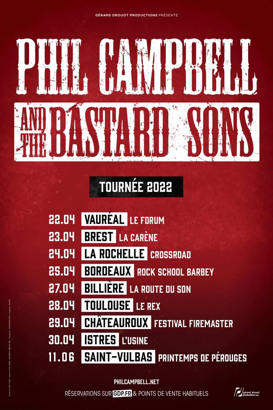 Concert Phil Campbell & The Bastard Sons 24/04/2022 La Rochelle