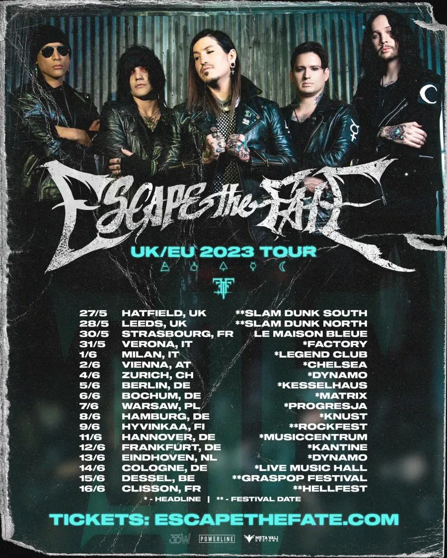 Concert Escape The Fate 31/05/2023 Verona (San Martino Buon Albergo