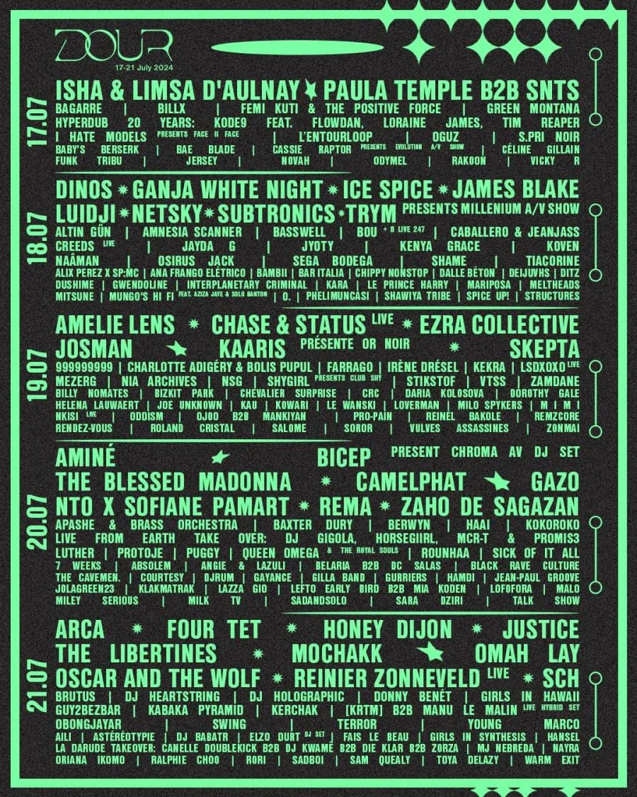 Dour Festival 2024 17/07/2024 (5 jours) Dour Belgique